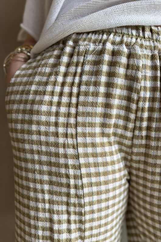 Annie Gingham Quirky 7/8 Pant Olive